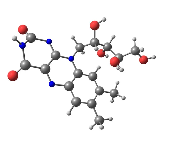 Ριβοφλαβίνη (Β2) μοριακή δομή σε άσπρο φόντο — Φωτογραφία Αρχείου