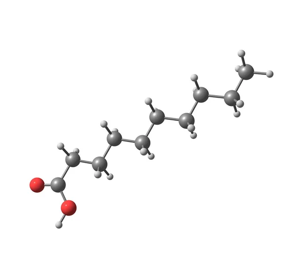 Dekano- (Caprinsäure-) Molekül isoliert auf weiß — Stockfoto