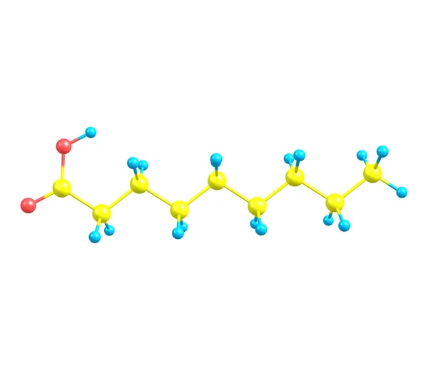 Nonanoic (pelargonic) acid molecule isolated on white — Stock Photo, Image