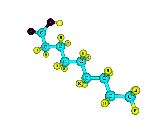 Nonanová kyselina (pelargonic) molekula izolovaných na bílém — Stock fotografie
