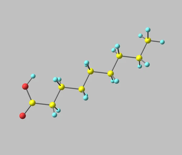 Nonanoic (pelargonic) acid molecule isolated on gray — Stock Photo, Image