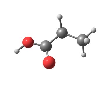 Propiyonik asit molekül üzerinde beyaz izole