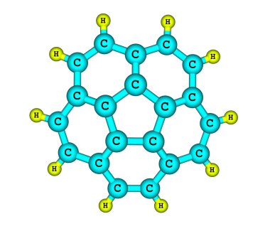 Corannulene molekül üzerinde beyaz izole
