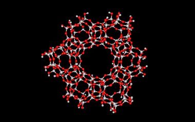 Zeolite molecule isolated on black clipart