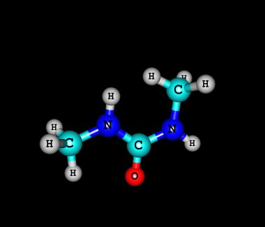Siyah izole Dimethylurea molekül