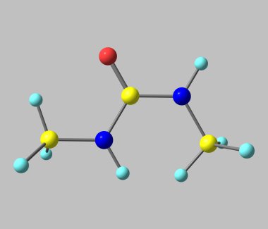 Gri izole Dimethylurea molekül
