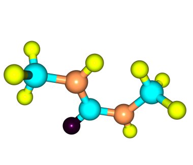 Dimethylurea molekül üzerinde beyaz izole