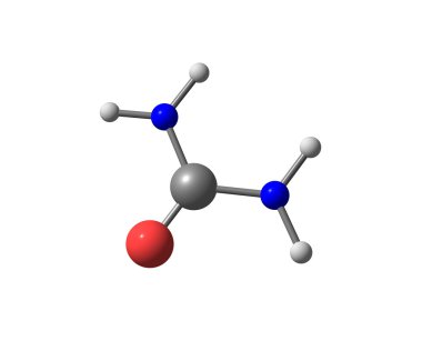 Üre molekül üzerinde beyaz izole