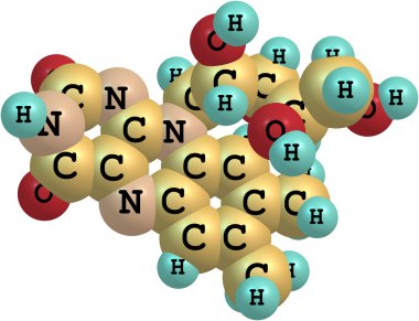 riboflavin (b2) moleküler yapısı beyaz zemin üzerine