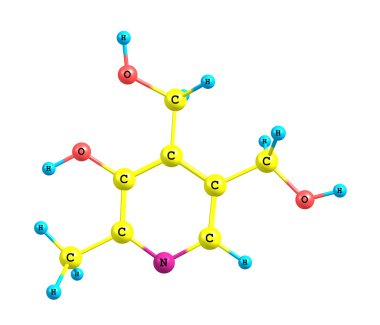 beyaz zemin üzerine Piridoksin (vitamin b6) moleküler yapısı