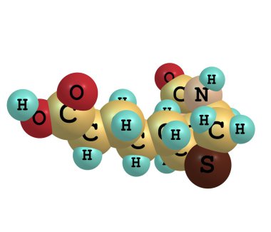 Biotin (B7) molecular structure on white background clipart