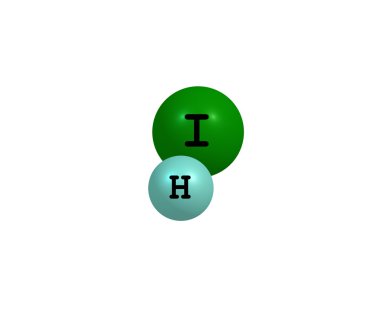 beyaz zemin üzerinde hidrojen iyodür (Merhaba) moleküler yapısı