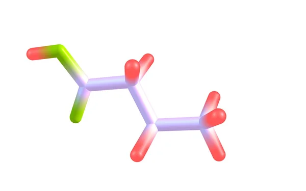 Molécule d'acide butyrique (butanoïque) isolée sur blanc — Photo