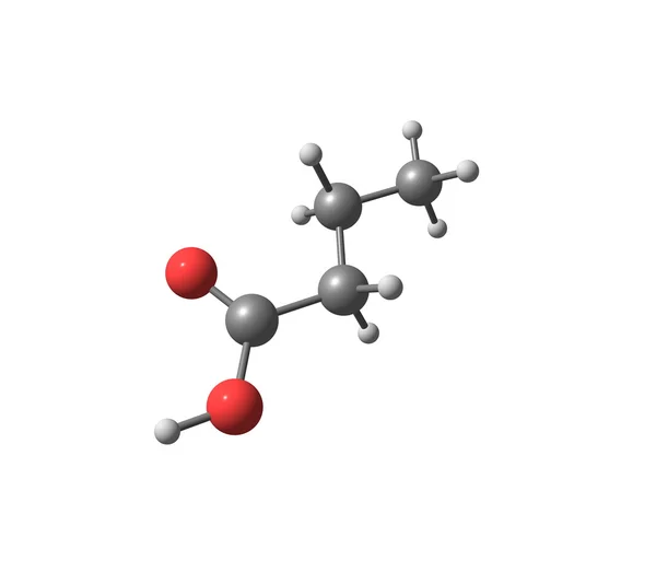 Butyric (butanoic) acid molecule isolated on white — Stock Photo, Image