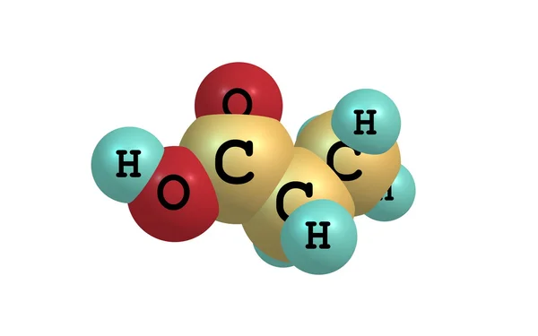 Molécula de ácido propiónico aislada en blanco —  Fotos de Stock