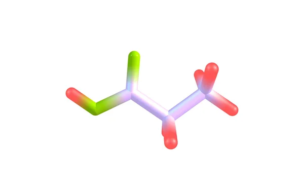 Molecola di acido propionico isolata su bianco — Foto Stock