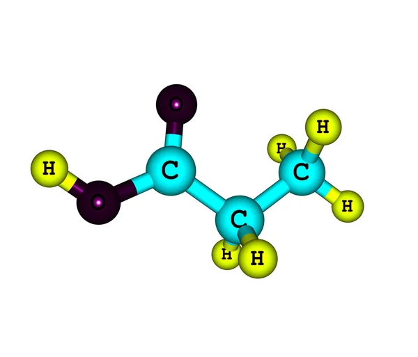 Propionic acid molecule isolated on white — Stock Photo, Image