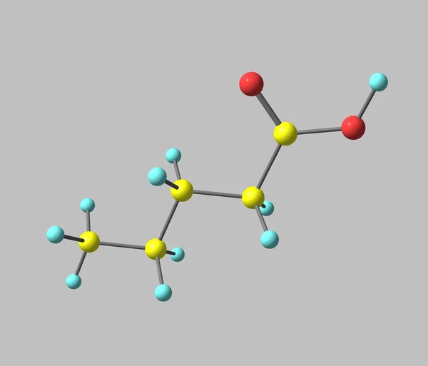 Valeric (pentanoic) acid molecule isolated on gray — Stock Photo, Image