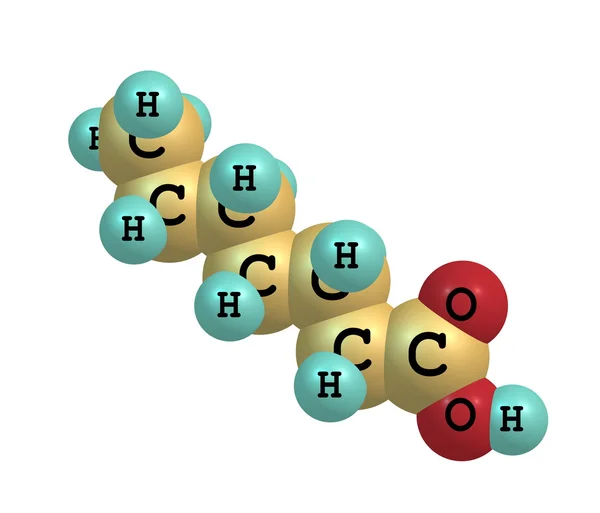 Heptánsav (önantsav) savas molekula elszigetelt fehér — Stock Fotó