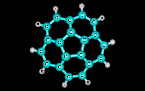 Corannulene molecule isolated on black — Stock Photo, Image