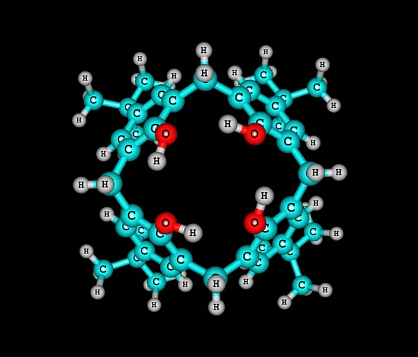 Molécula de calixareno aislada en negro — Foto de Stock
