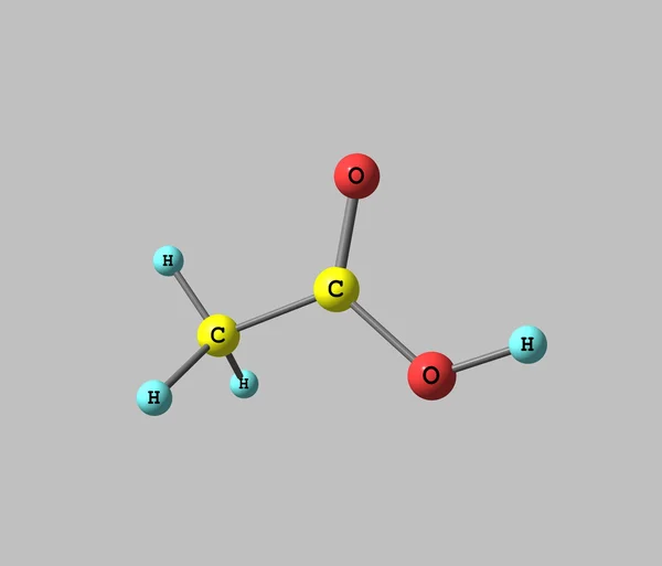 Molecola di acido acetico isolata su grigio — Foto Stock