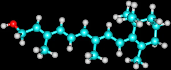 Μοριακή δομή ρετινόλη (βιταμίνη Α) σε μαύρο — Φωτογραφία Αρχείου