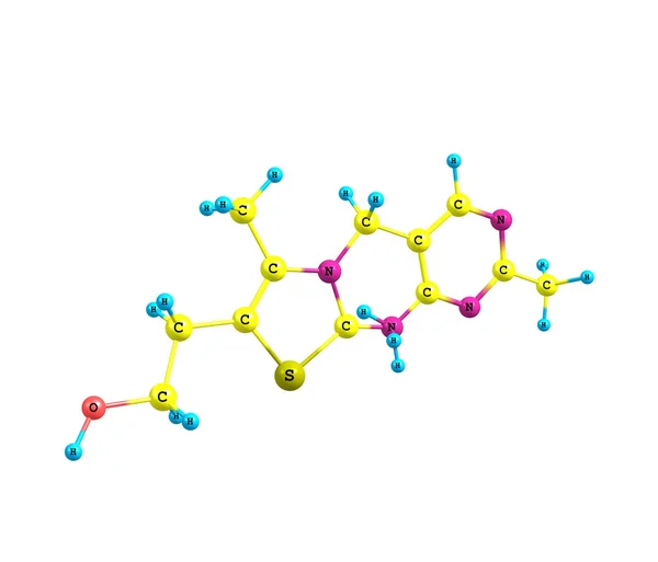 Structure moléculaire de la thiamine (vitamine B1) sur blanc — Photo