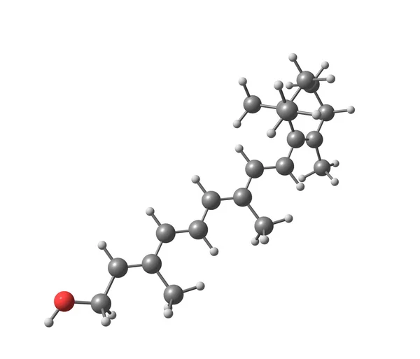 Beyaz üzerine Retinol (A vitamini) moleküler yapısı — Stok fotoğraf