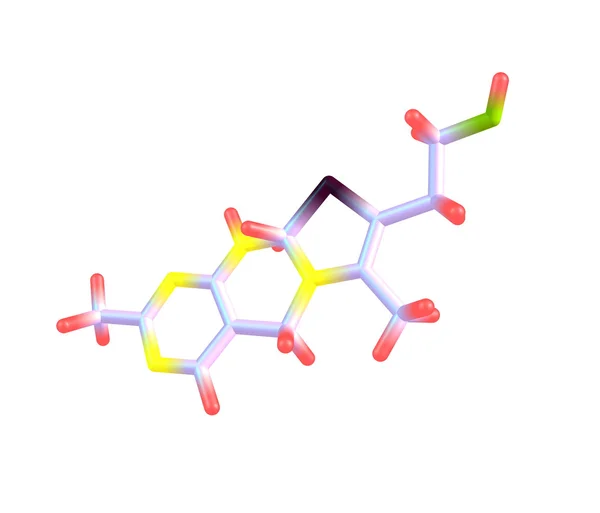 Moleculaire structuur van thiamine (vitamine B1) op wit — Stockfoto
