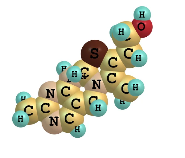 Moleculaire structuur van thiamine (vitamine B1) op wit — Stockfoto