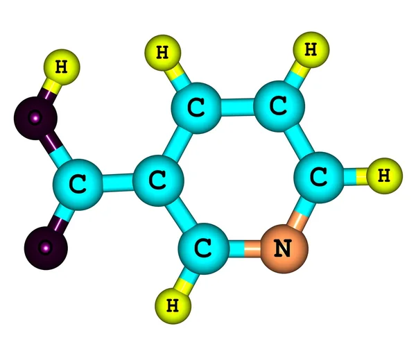 Estrutura molecular da niacina (B3) sobre fundo branco — Fotografia de Stock