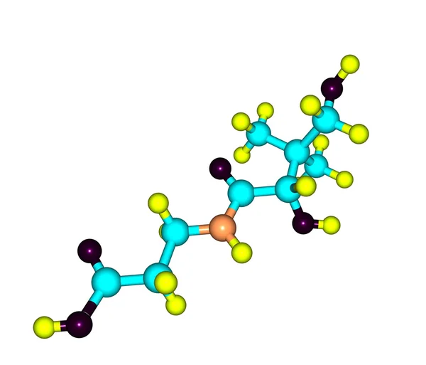 Pantotheenzuur (vitamine B5) moleculaire structuur op witte achtergrond — Stockfoto