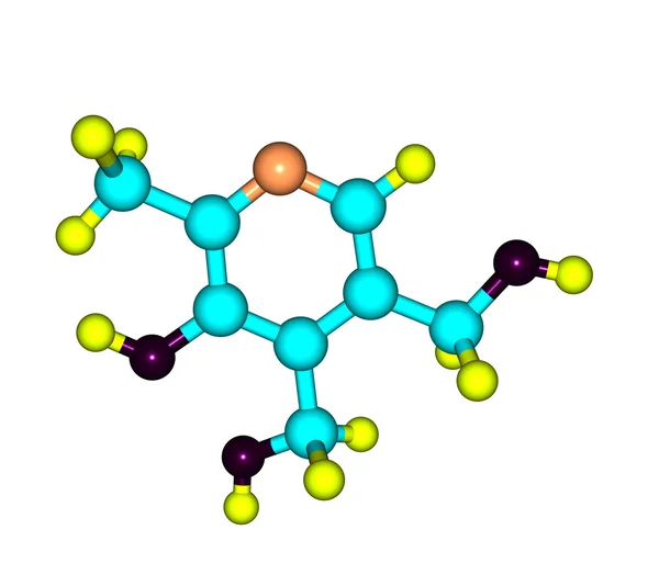 Pyridoxine (vitamine b6) moleculaire structuur op witte achtergrond — Stockfoto