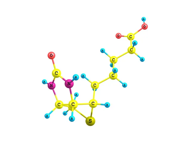 Estructura molecular de la biotina (B7) sobre fondo blanco — Foto de Stock