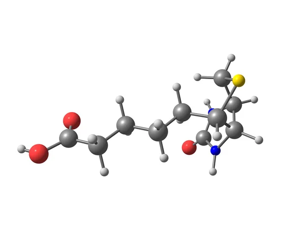 Biotin (b7) -Molekülstruktur auf weißem Hintergrund — Stockfoto