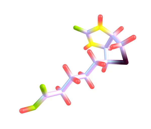 Biotine (b7) moleculaire structuur op witte achtergrond — Stockfoto