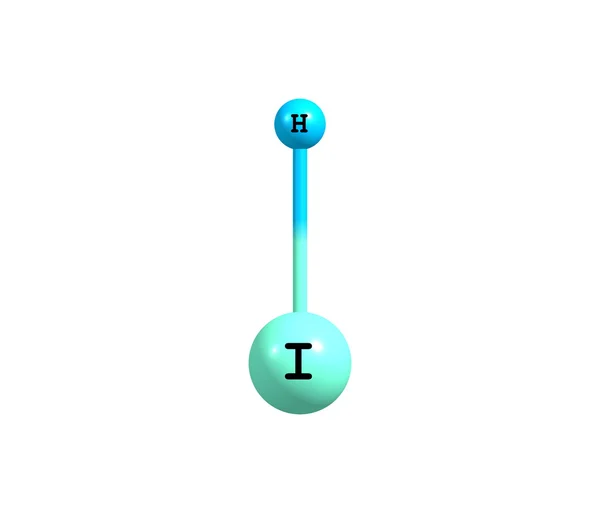 Estructura molecular del yoduro de hidrógeno (HI) sobre fondo blanco —  Fotos de Stock