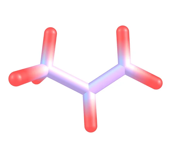 Propene (propilene) struttura molecolare su fondo bianco — Foto Stock