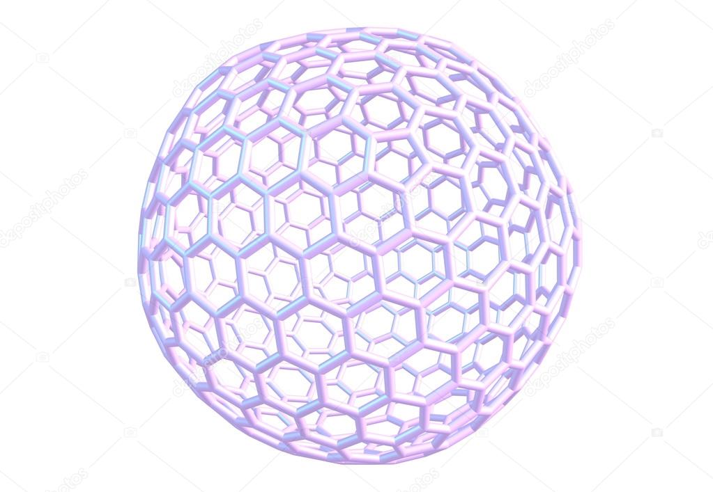 Fullerene molecule isolated on white