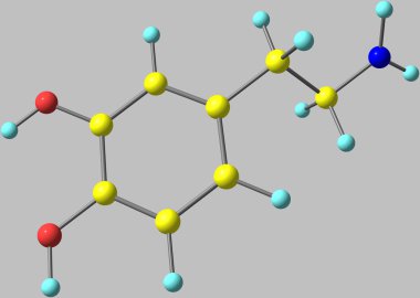 Dopamin molekülü üzerinde gri izole