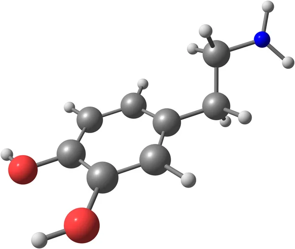 Molécula de dopamina isolada sobre branco — Fotografia de Stock