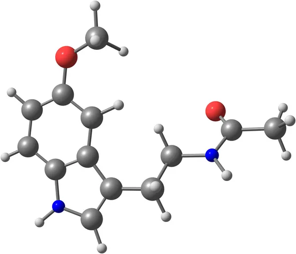 Molekyl av melatonin isolerad på vit — Stockfoto