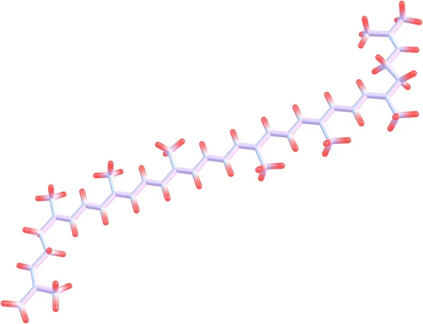 Molekulare Struktur von Lycopin auf weißem Hintergrund — Stockfoto