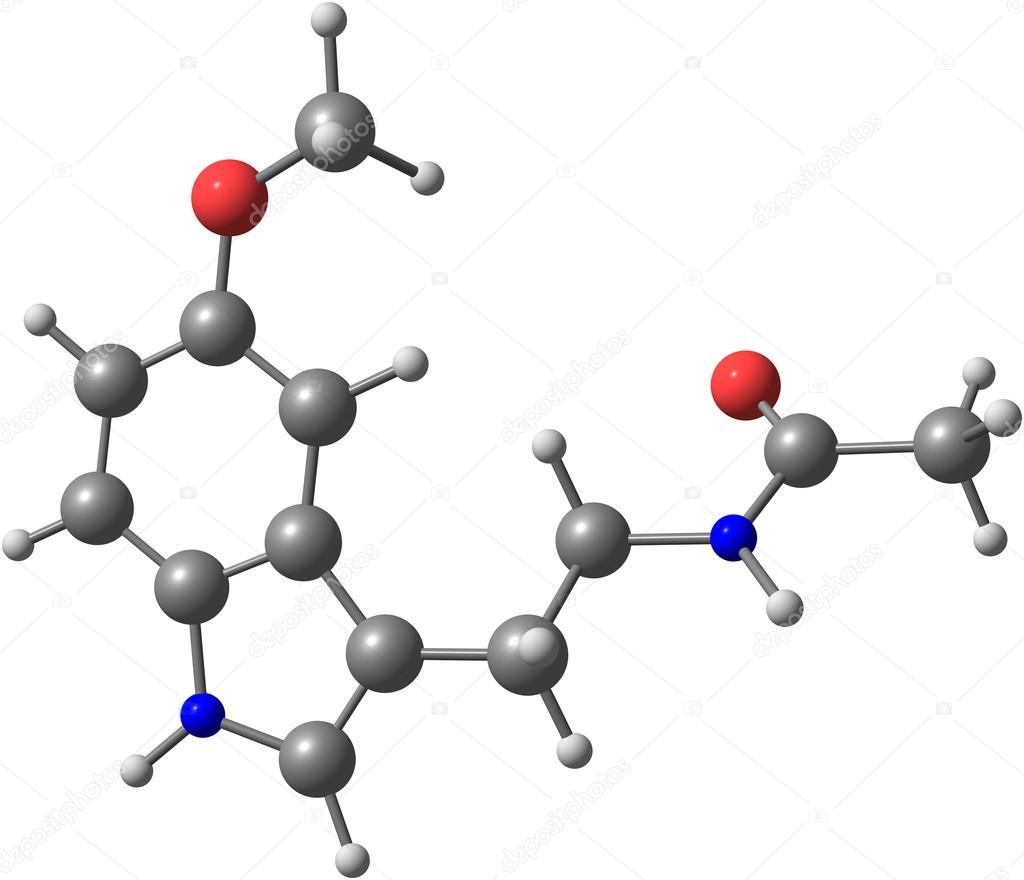 Molecule of Melatonin isolated on white