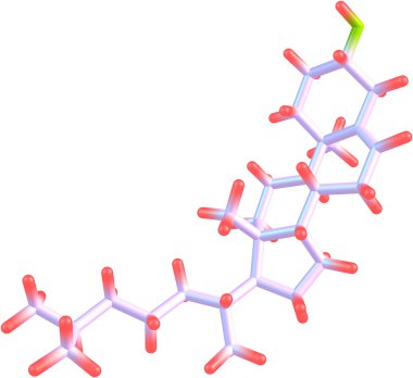 cholesterole molekül beyaz zemin üzerine