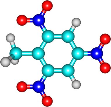 Trinitrotoluene molecular structure on white background clipart