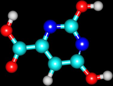 Orotic acid molecular structure isolated on black clipart