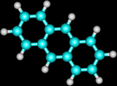 siyah arka plan üzerine Anthracene moleküler yapısı