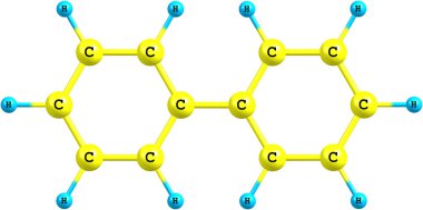 beyaz zemin üzerine biphenyl moleküler yapısı